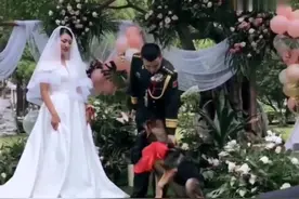 兵哥哥婚礼，军犬将戒指送到兵哥哥手上，真是位“无言的战友”！视频封面