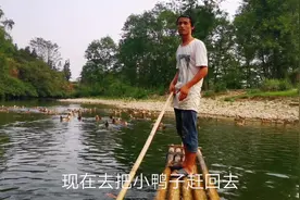 小哥悠闲的划着竹排，像极了，哥哥我在船头，只是妹妹在船尾叫视频封面