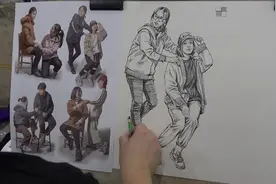 【海涛速写】速写应试画法（技巧）漂亮女孩双人组合示范视频封面