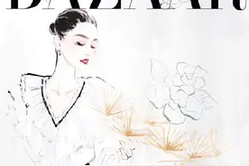 刘诗诗《时尚芭莎》3月刊手绘封面，回眸眼神杀自带女神气场~图片