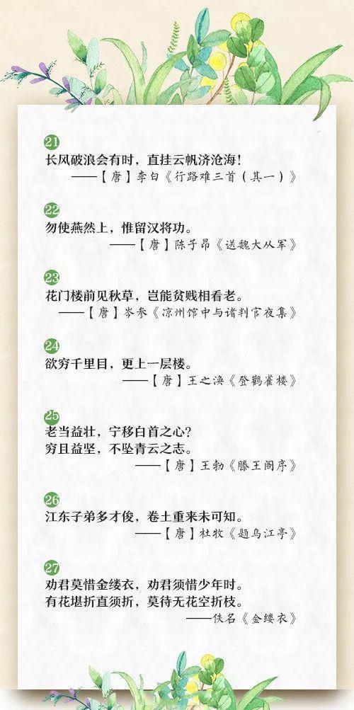 人民日报推荐60句励志古诗，让孩子感受古人的胸襟气度和思想情怀