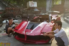 这是烧的还是开的？越南20岁小伙用100块纸板拼出500万法拉利图片