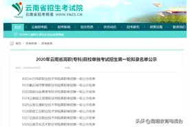 2020年云南省高职(专科)院校单独考试招生第一轮拟录名单出炉 考生须于6月5日-6日进行确认图片