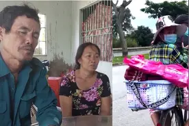 越南女子怀孕八个月，受疫情影响与丈夫一起骑自行车回乡图片