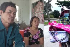 越南女子怀孕八个月，受疫情影响与丈夫一起骑自行车回乡图片