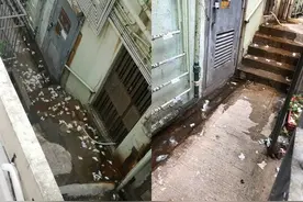 暴发集体感染的香港养老院后巷：厕纸满地 污水恶臭图片