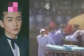 陈晓替身从3楼往下跳，无任何防护疑似受伤，事后直接用担架抬走图片