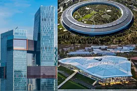 以企业总部来看全球市值前十高的科技公司——腾讯摩天楼傲视群雄图片