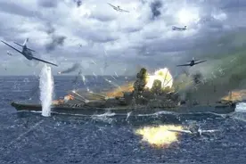 1945年4月7日，史上最大战列舰大和号被美军击沉，场面十分惨烈图片