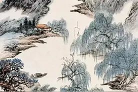 密而不乱的柳树之态，成就精妙山水，郑午昌画柳一绝图片
