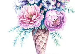 创意儿童画素材｜冰淇淋花束图片