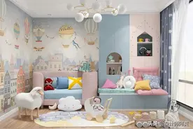 超治愈儿童活动房，粉蓝搭配，给孩子梦幻般的生活图片