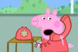 小猪佩奇在消防站接到爸爸的电话很惊讶，趣味儿童卡通简笔画教程图片