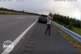 高速路停车拍夕阳！摄像“发烧友”还要交警配合入镜图片