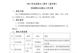 西城哪些学校招科技特长生？2021年北京中考科技特长生招生计划图片