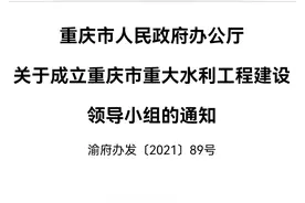 重庆市成立重大水利工程建设领导小组图片