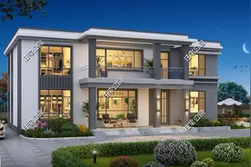 15×10米现代二层别墅，农村就该建这样的房子，外观好看布局实用图片