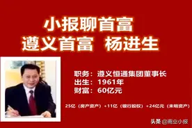 小报聊首富：解密遵义首富杨进生60亿的资产构成图片