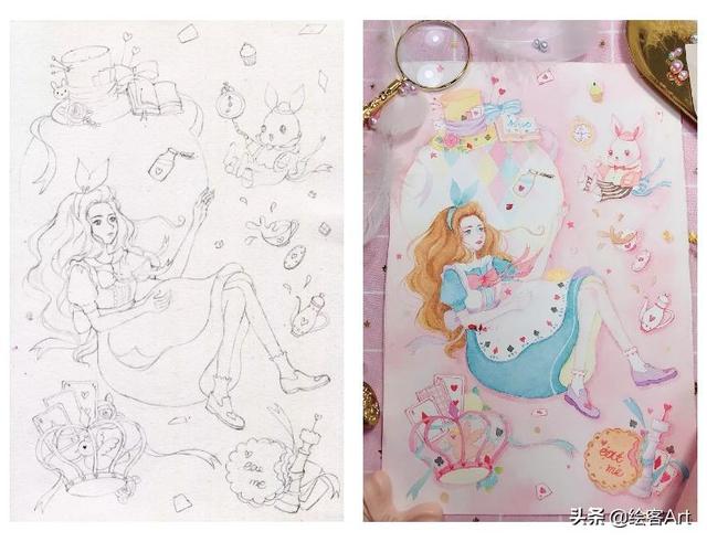 颜值超高的人物插画教程，带你用水彩描绘梦幻少女童话