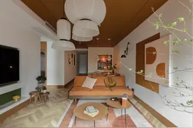 无法抗拒的脏橘色！这个93㎡的家温暖又疗愈图片