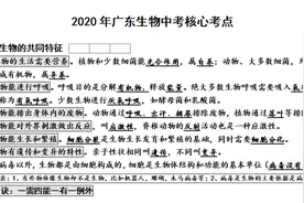 2020年广东生物中考核心考点图片