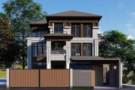 13x15米，浙江三层新中式别墅，室内6室3厅，顶层带露台图片