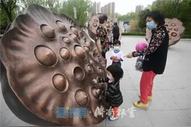 “荷花”亮相济南火车站北广场图片