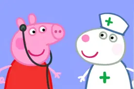 乔治生病了，小猪佩奇和小羊苏西给乔治诊治 英文原版图片