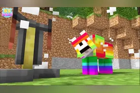 我的世界动画：小狼喝下药水变身彩虹狼！骷髅狼！