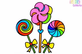 少儿绘画 简笔画 彩虹棒棒糖 好漂亮哦 一起来画画吧