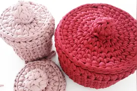 钩针编织 圆形收纳篮和盖子教程