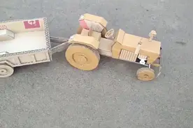 纸板仿真车模DIY—纯手工制作趣味拖拉机模型教程，车轮还可以动视频封面