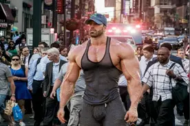 当肌肉男赤裸上身走在大街上……肌肉大吊哥空降北京，路人反应亮了视频封面