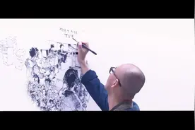 看看韩国大叔如何画画的，一笔成型不涂不改，实在是令人佩服！视频封面