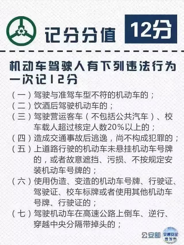 濮阳各位司机，交通违法行为记分表在这里，赶紧转发收藏！