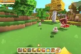 迷你世界联机14：这两只小鸡很幸福呀，我和忆涵都用食物来吸引