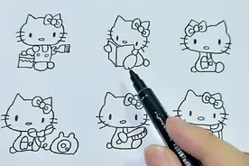 儿童学画画基础教程入门，简笔画教程视频，卡通凯蒂猫的简单画法