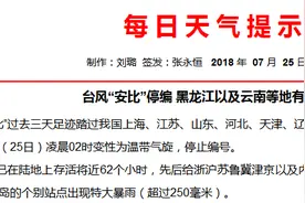 台风“安比”减弱停止编号 哈尔滨市25日迎强降水天气图片