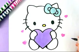 教你画一只可爱的Hello Kitty！一分钟Kitty猫卡通简笔画教程