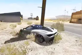 BeamNG：汽车高速行驶过程中突然失控撞向路边电线杆，有多伤？视频封面