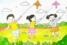 少儿美术绘画 三个小朋友一起放风筝 小朋友们一起来画画视频封面