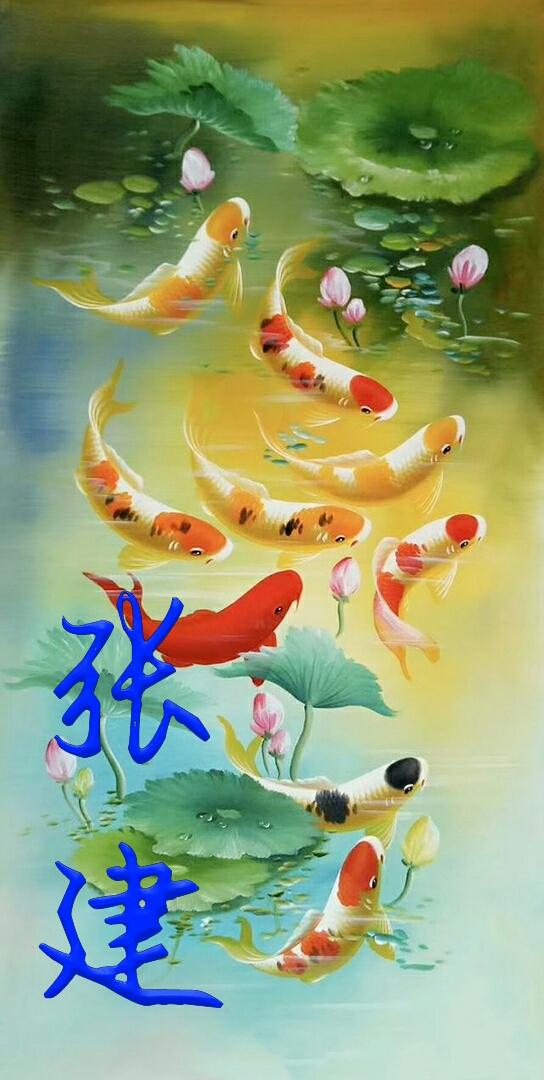 姓氏壁纸,九鱼招财,大富大贵