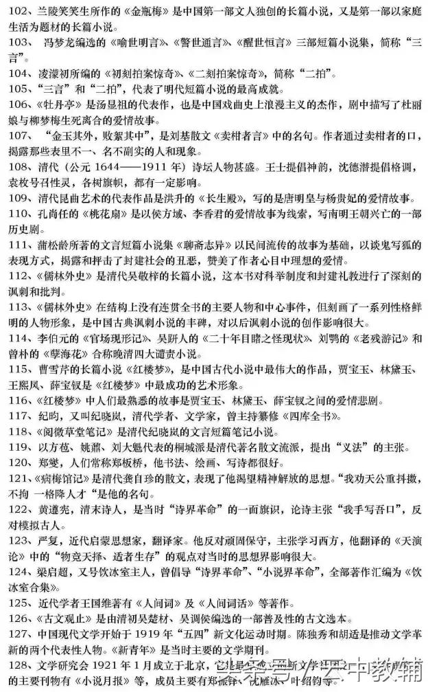 基础知识的：高中语文文学常识超全汇总！可直接下载打印！
