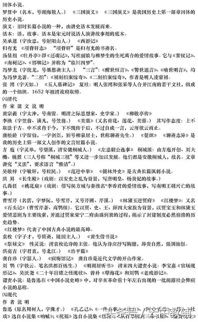 基础知识的：高中语文文学常识超全汇总！可直接下载打印！