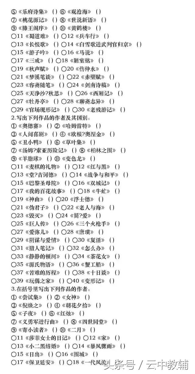基础知识的：高中语文文学常识超全汇总！可直接下载打印！