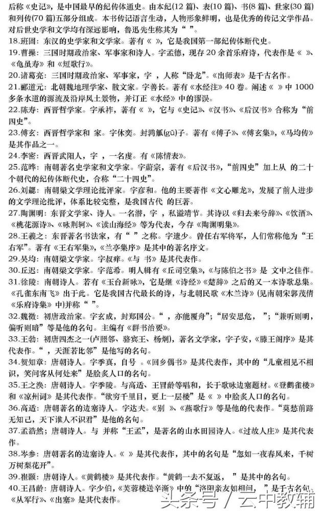 基础知识的：高中语文文学常识超全汇总！可直接下载打印！