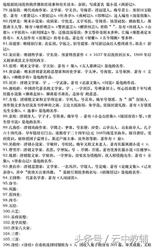 基础知识的：高中语文文学常识超全汇总！可直接下载打印！