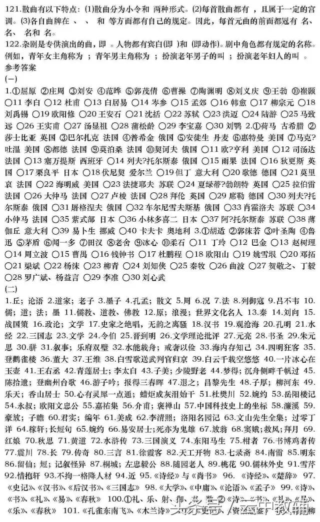 基础知识的：高中语文文学常识超全汇总！可直接下载打印！