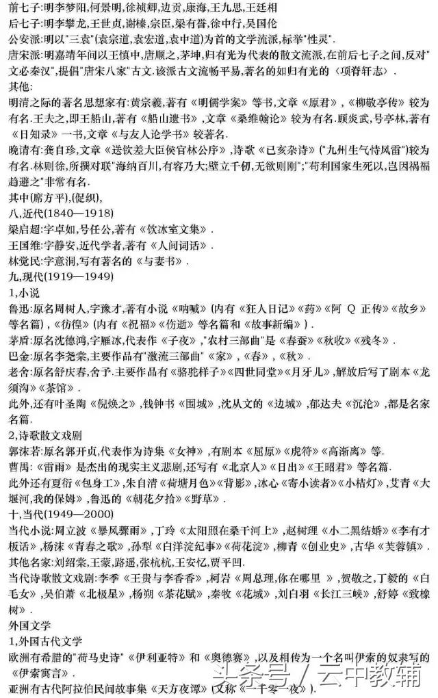 基础知识的：高中语文文学常识超全汇总！可直接下载打印！