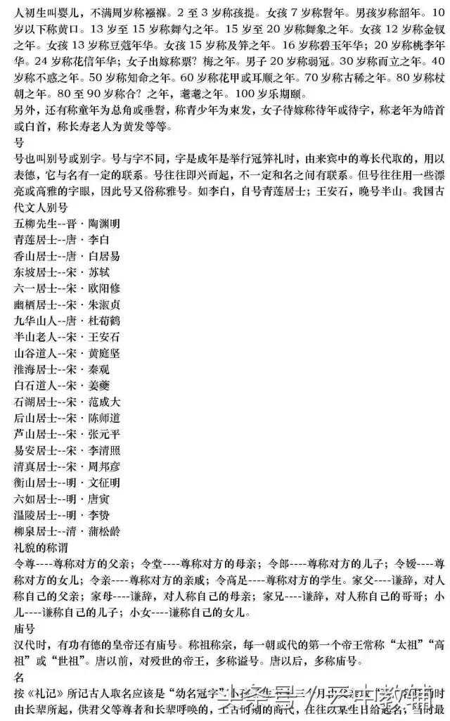 基础知识的：高中语文文学常识超全汇总！可直接下载打印！